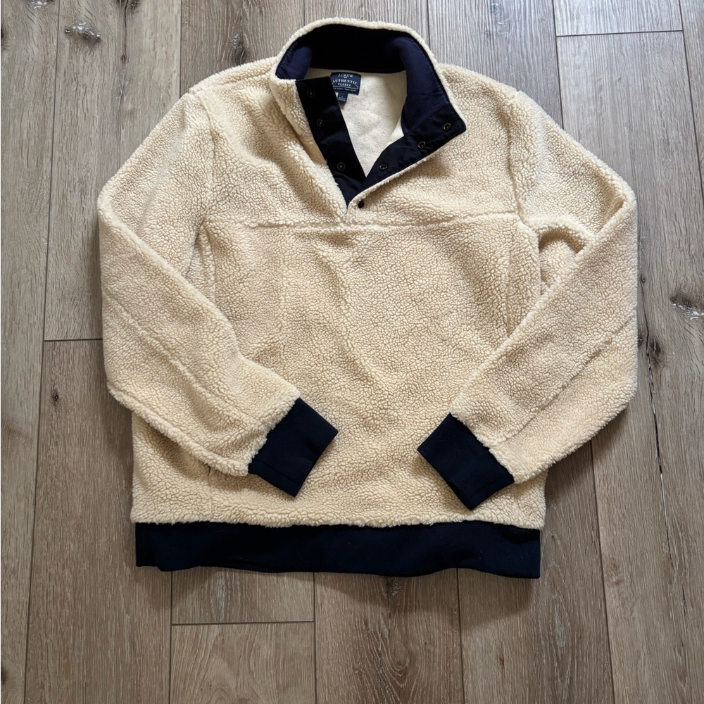 J. Crew Cream and Black Teddy Jacket
